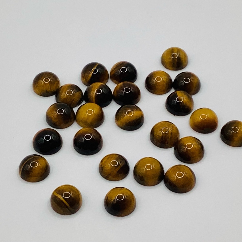 25 pieces 6mm Tigers Eye Natural Round Cabochon Gemstone Flat-back